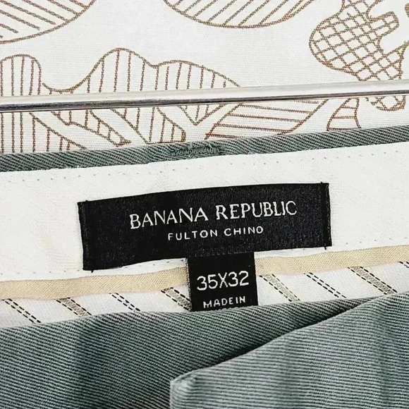 Banana Republic Mens Fulton Chino Pants 35X32 Green Cotton & Spandex - Picture 3 of 7